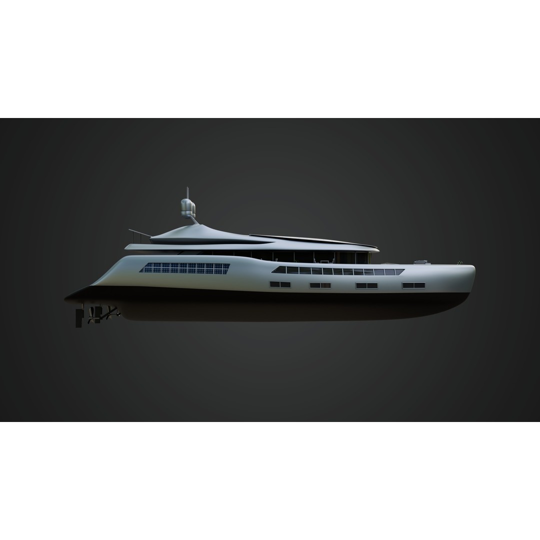 Solar Powered Yacht 3D Model – High Poly PBR Asset, FBX - View 9