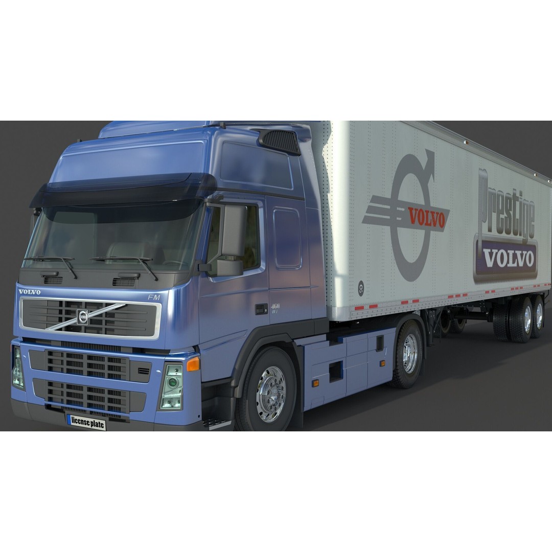 Volvo 460 FM Semi Truck 3D Model – Detailed Industrial Vehicle, FBX, OBJ - View 10