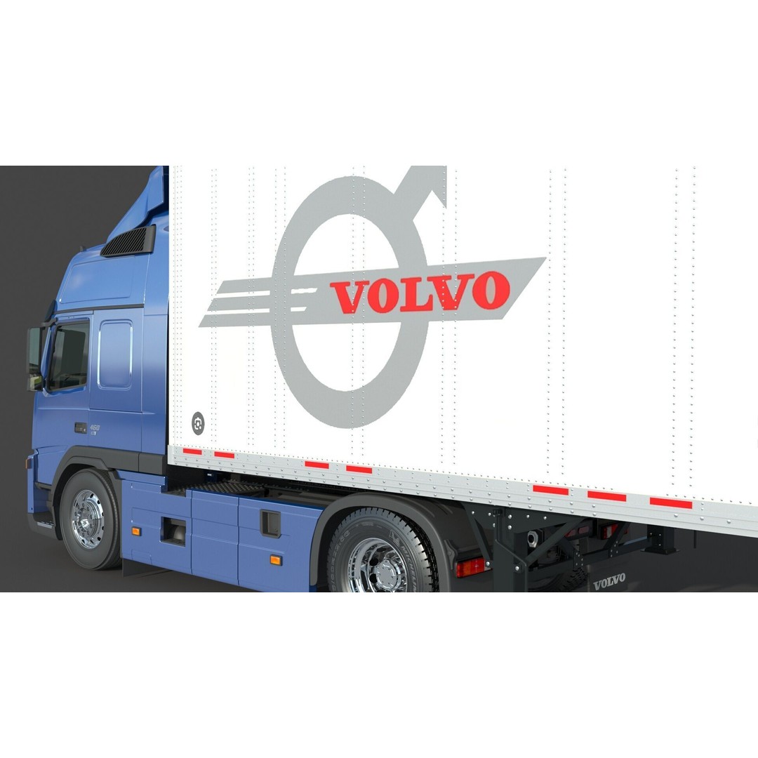 Volvo 460 FM Semi Truck 3D Model – Detailed Industrial Vehicle, FBX, OBJ - View 11