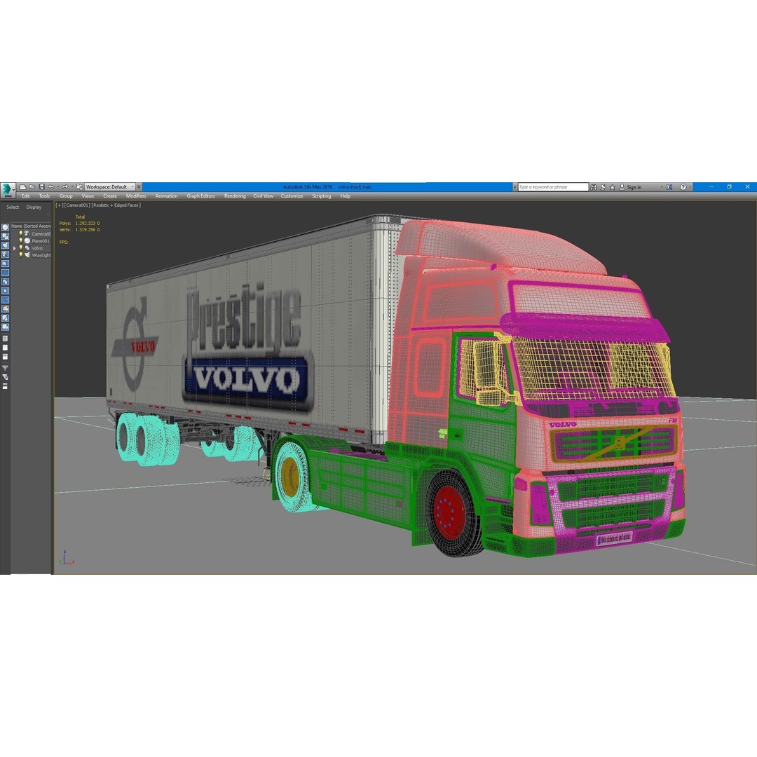 Volvo 460 FM Semi Truck 3D Model – Detailed Industrial Vehicle, FBX, OBJ - View 12