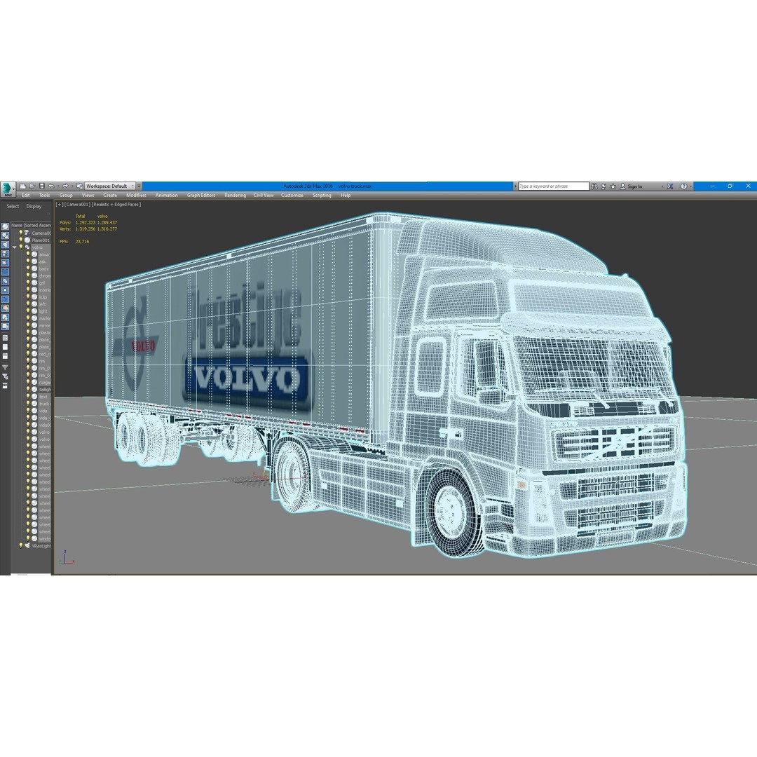 Volvo 460 FM Semi Truck 3D Model – Detailed Industrial Vehicle, FBX, OBJ - View 13