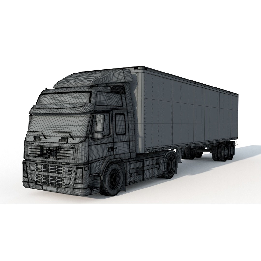 Volvo 460 FM Semi Truck 3D Model – Detailed Industrial Vehicle, FBX, OBJ - View 15
