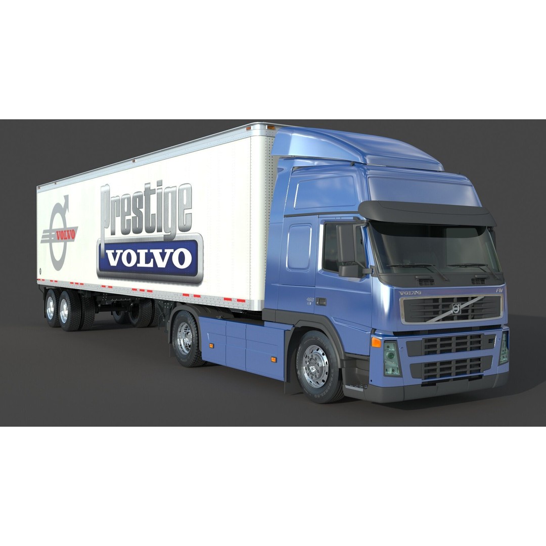 Volvo 460 FM Semi Truck 3D Model – Detailed Industrial Vehicle, FBX, OBJ - View 4