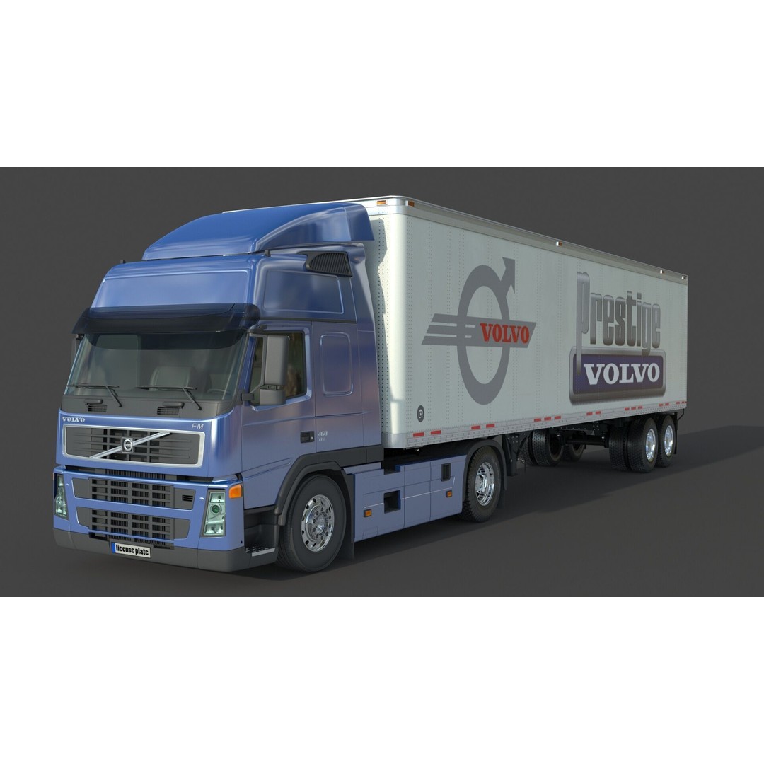 Volvo 460 FM Semi Truck 3D Model – Detailed Industrial Vehicle, FBX, OBJ - View 6