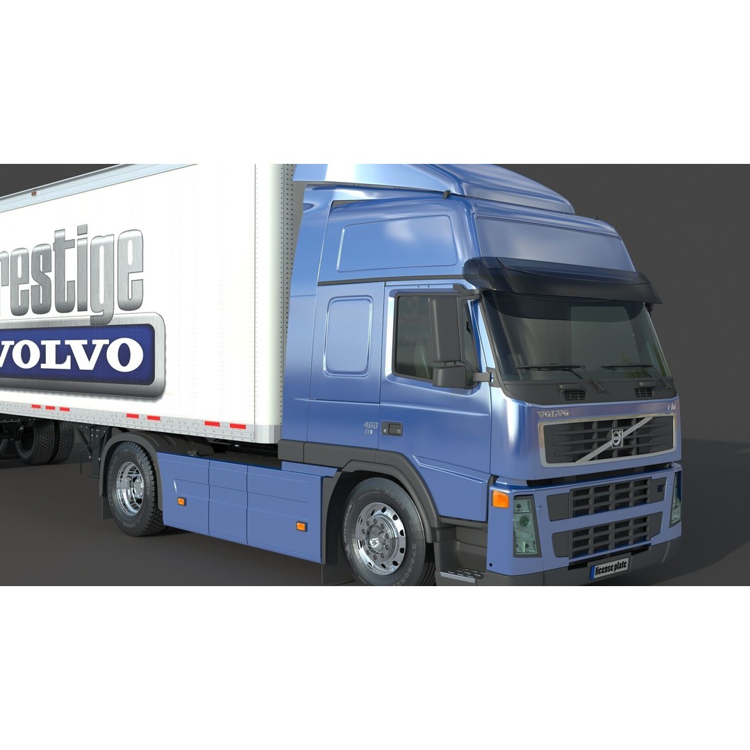 Volvo 460 FM Semi Truck 3D Model – Detailed Industrial Vehicle, FBX, OBJ - View 9