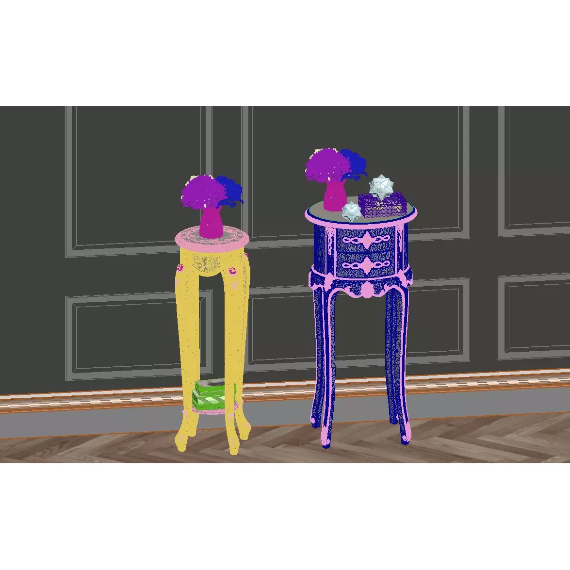 French Light Luxury Furniture - Game-Ready 3D Model