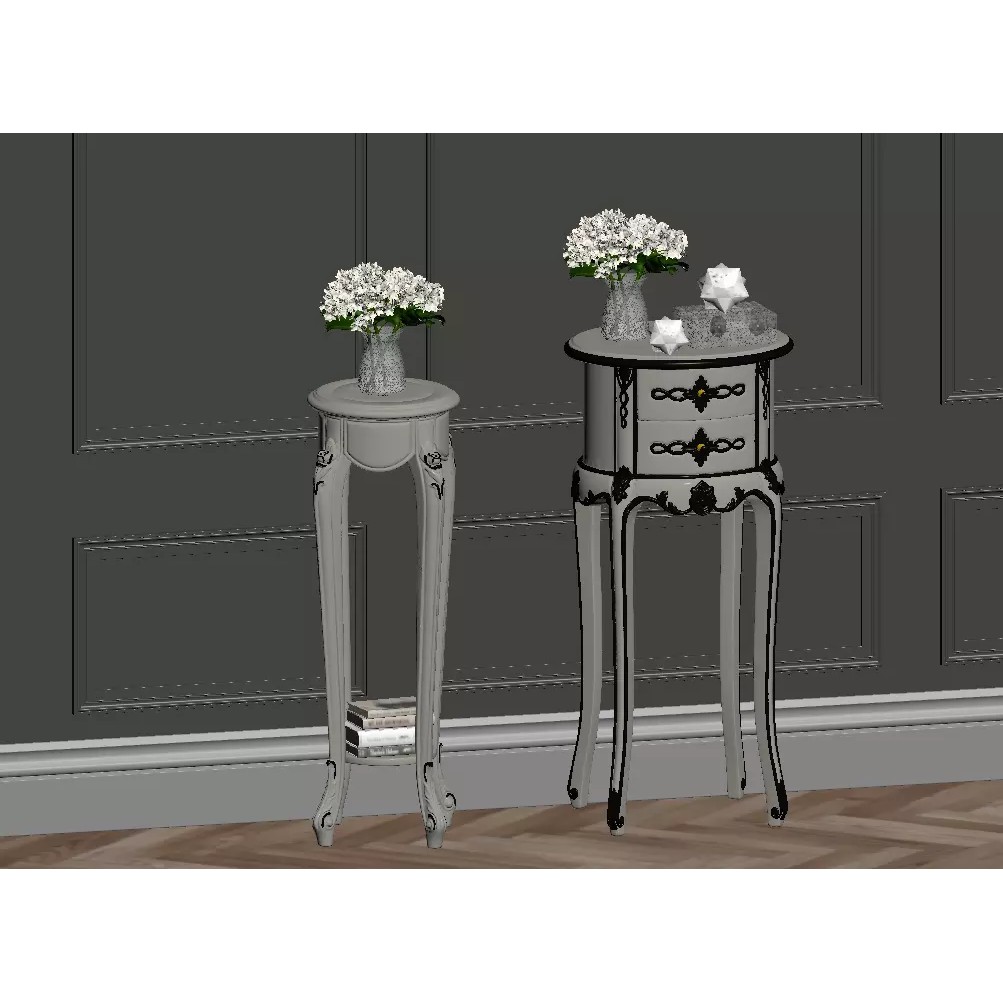 French Light Luxury Furniture - Game-Ready 3D Model - View 3