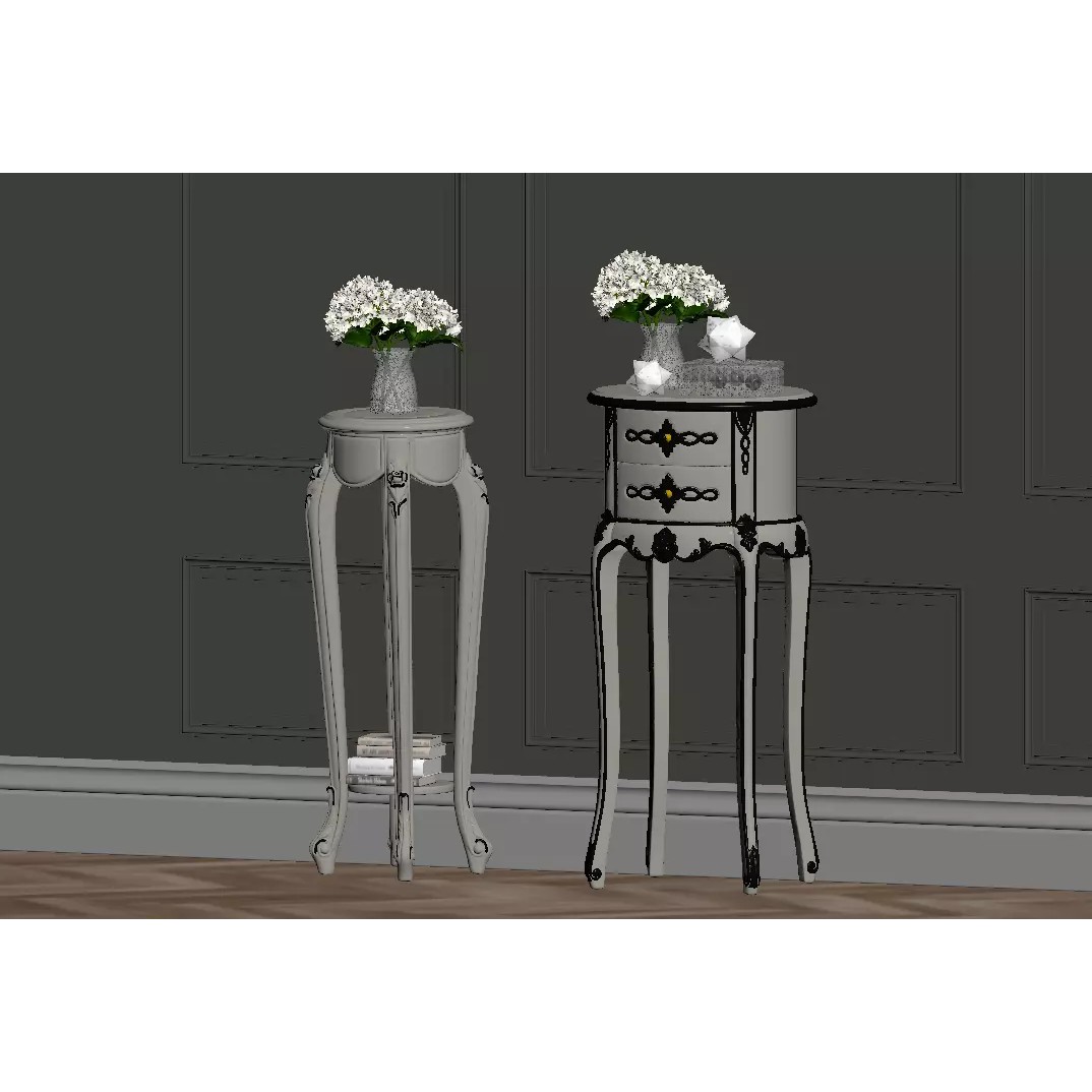 French Light Luxury Furniture - Game-Ready 3D Model - View 4