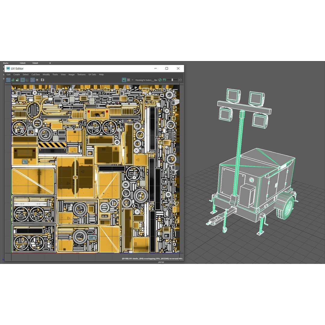 Mobile Lighting Tower 3D Model – Low Poly PBR Game Asset, FBX, OBJ - View 13