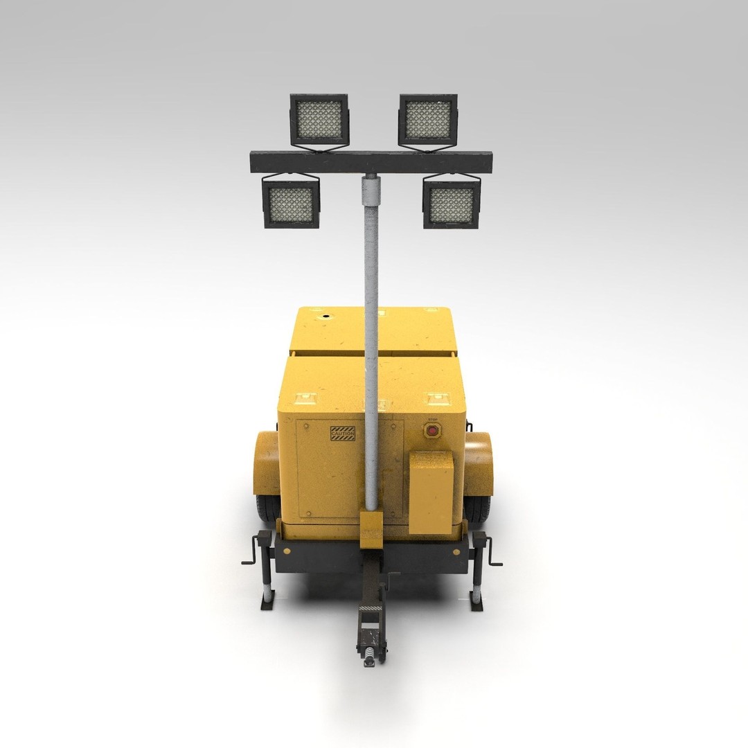 Mobile Lighting Tower 3D Model – Low Poly PBR Game Asset, FBX, OBJ - View 16