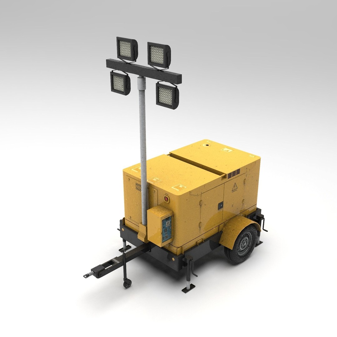 Mobile Lighting Tower 3D Model – Low Poly PBR Game Asset, FBX, OBJ - View 17
