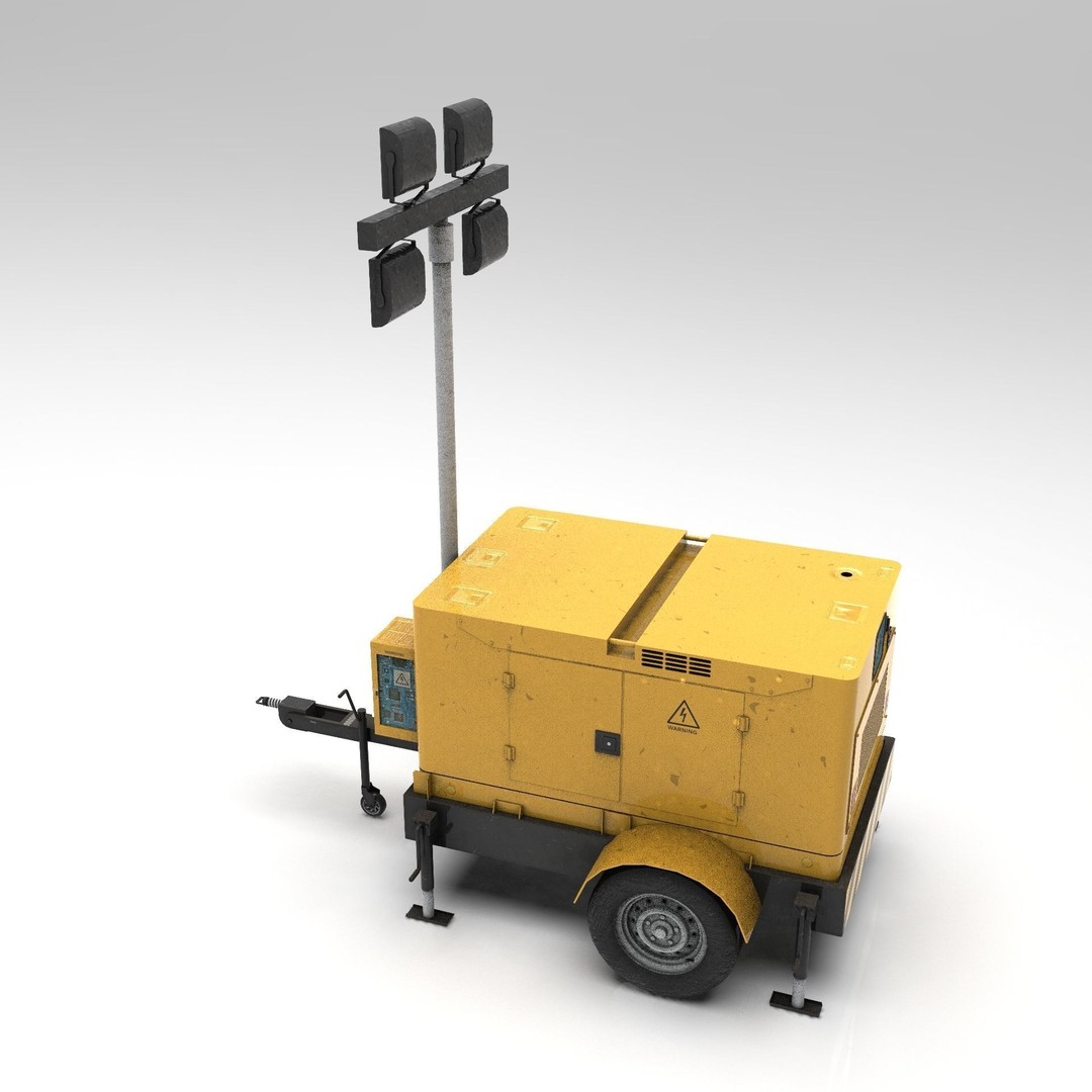 Mobile Lighting Tower 3D Model – Low Poly PBR Game Asset, FBX, OBJ - View 19