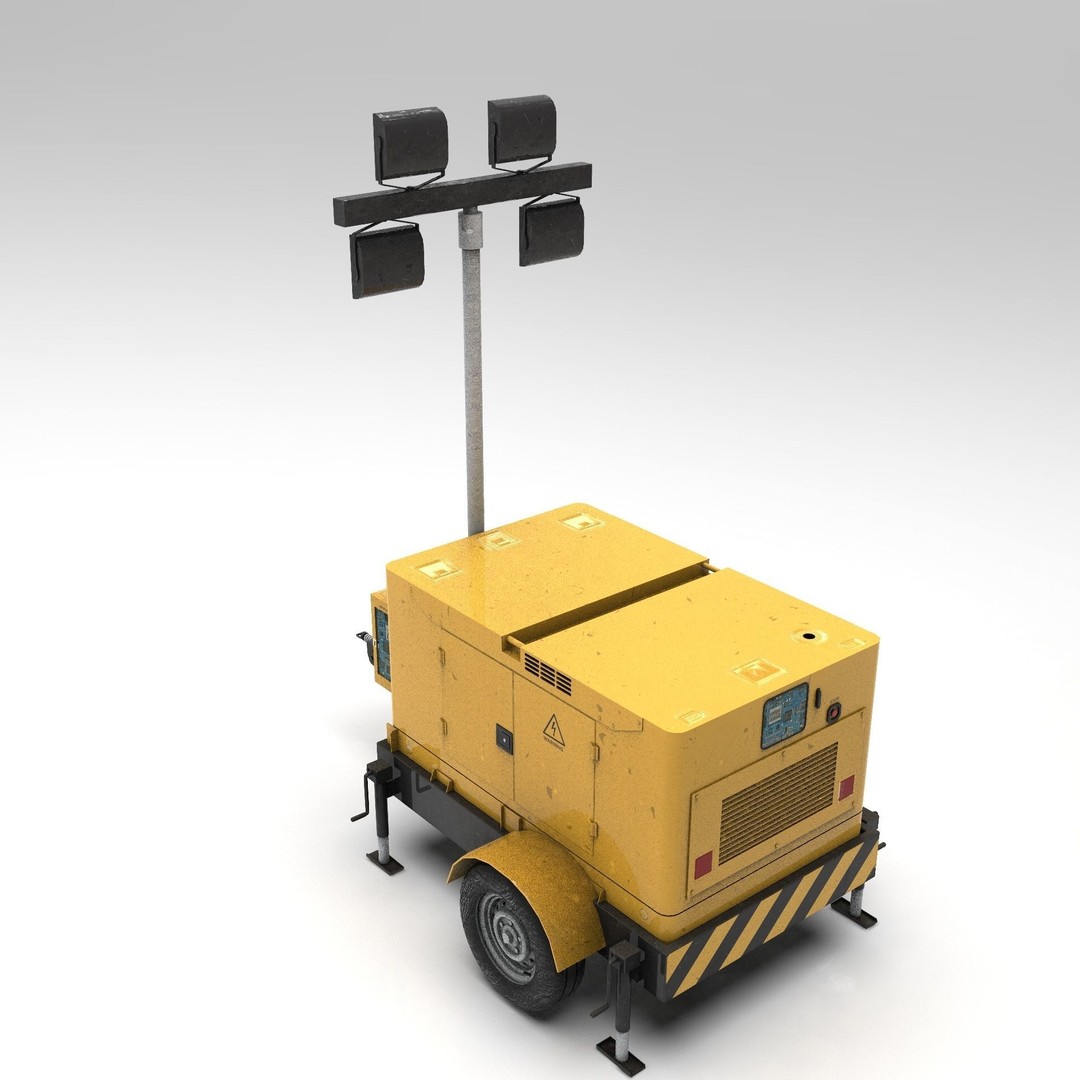 Mobile Lighting Tower 3D Model – Low Poly PBR Game Asset, FBX, OBJ - View 20
