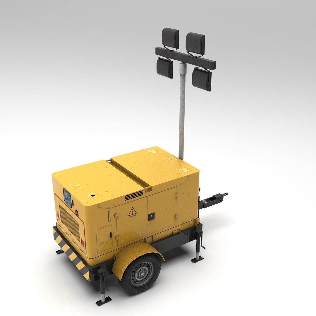 Mobile Lighting Tower 3D Model – Low Poly PBR Game Asset, FBX, OBJ - View 21