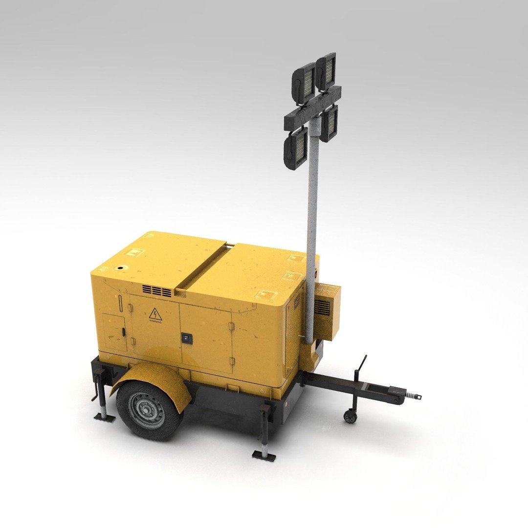 Mobile Lighting Tower 3D Model – Low Poly PBR Game Asset, FBX, OBJ - View 22