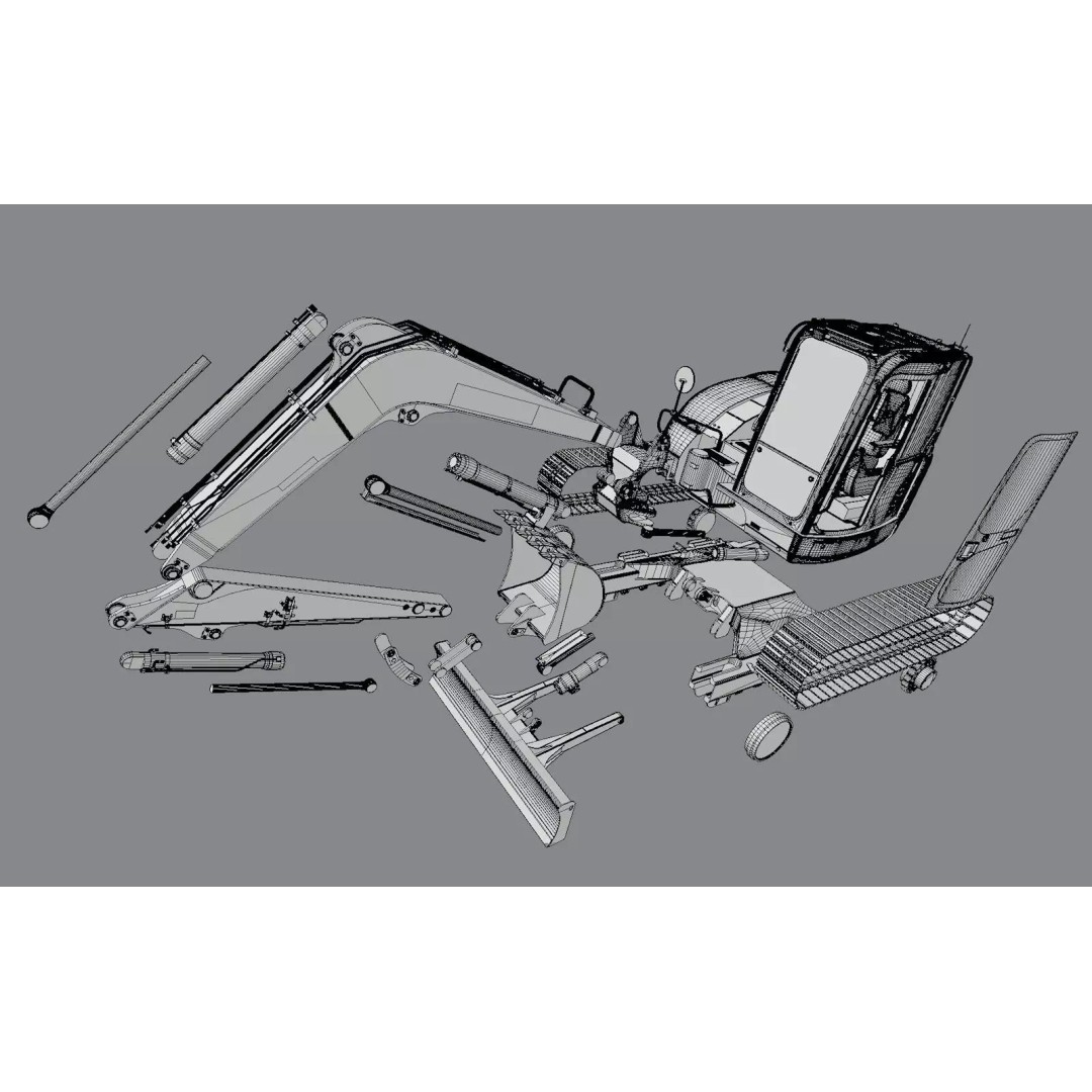 KOMATSU PC118MR-8 3D Model – High Poly Excavator with PBR Textures, FBX - View 10