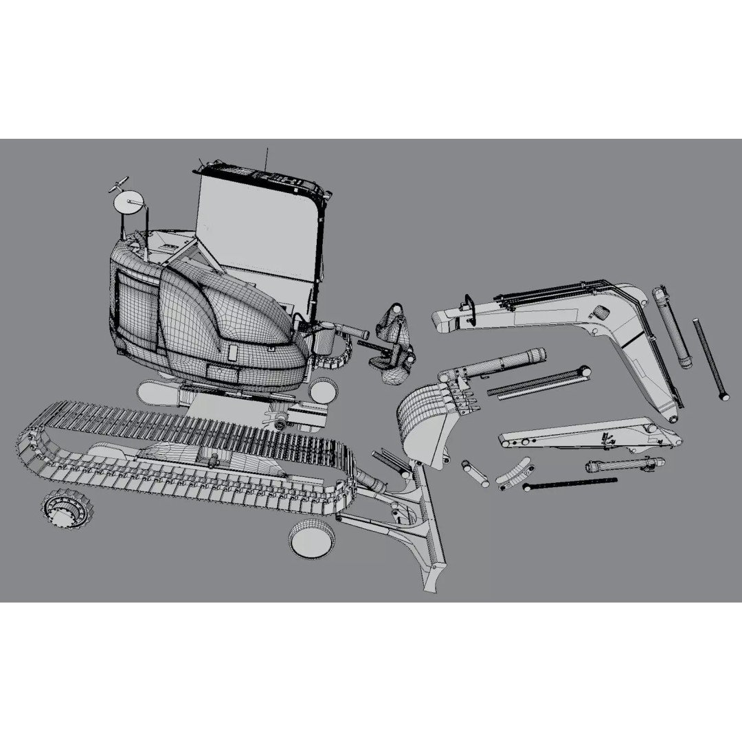 KOMATSU PC118MR-8 3D Model – High Poly Excavator with PBR Textures, FBX - View 11