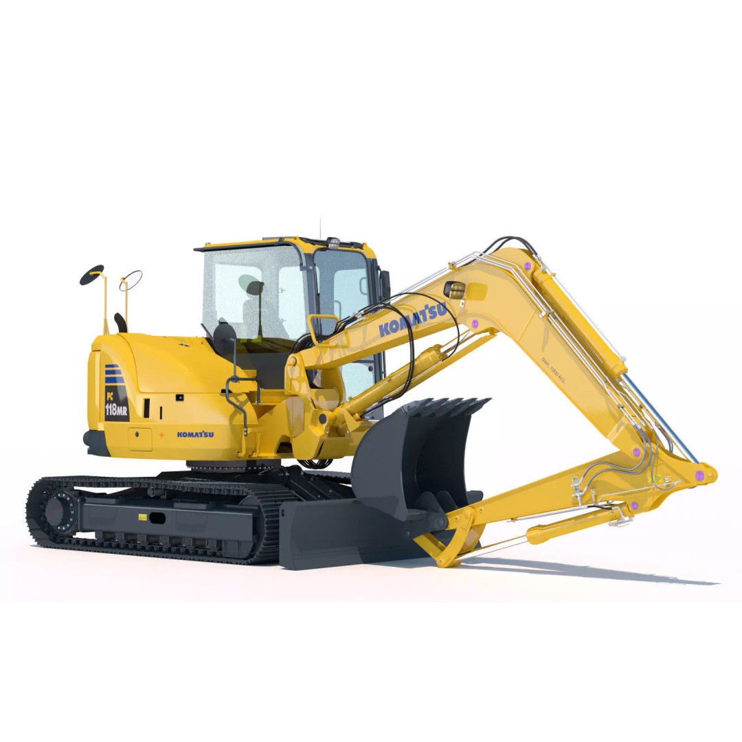 KOMATSU PC118MR-8 3D Model – High Poly Excavator with PBR Textures, FBX - View 3