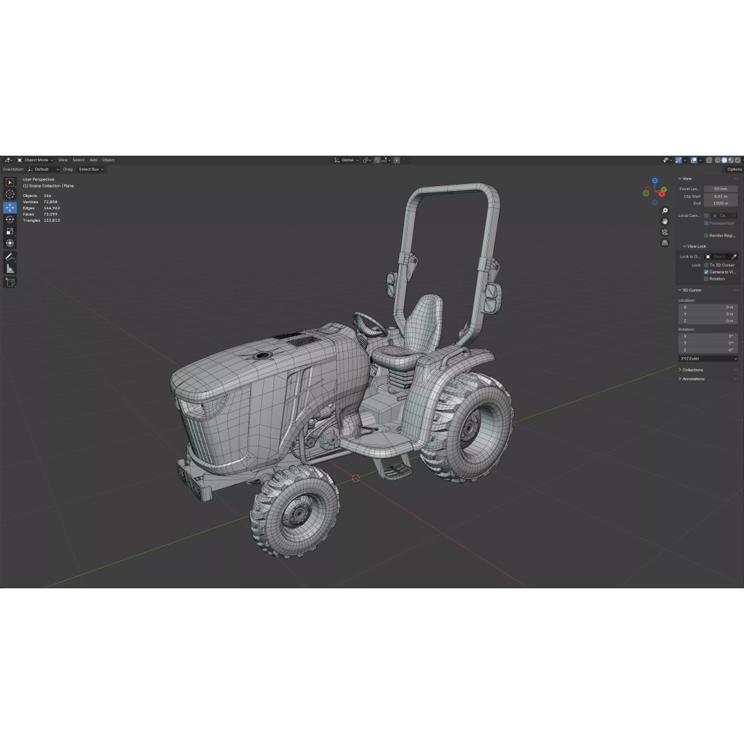 John Deere 3046R Compact Utility Tractor 3D Model – Low Poly PBR Asset, FBX - View 13