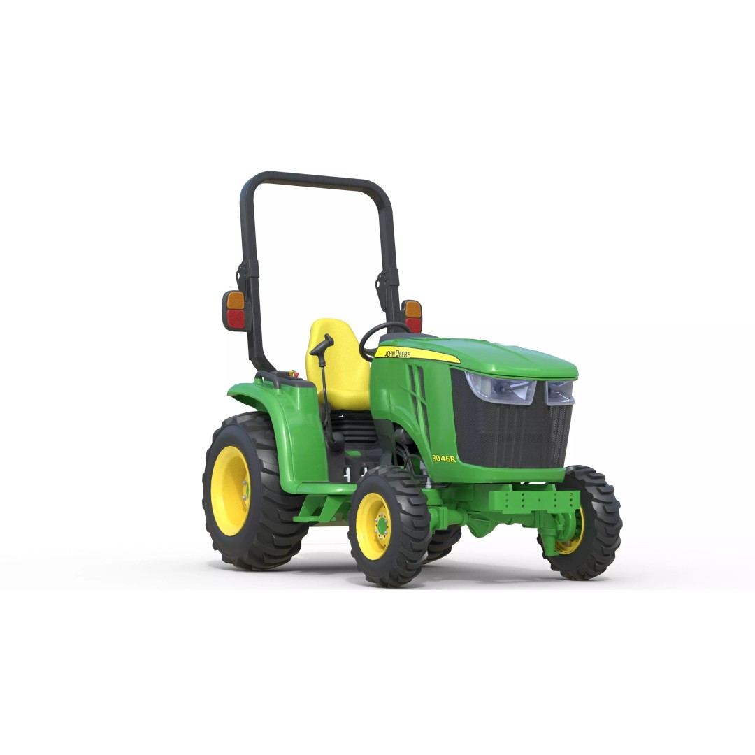 John Deere 3046R Compact Utility Tractor 3D Model – Low Poly PBR Asset, FBX - View 2