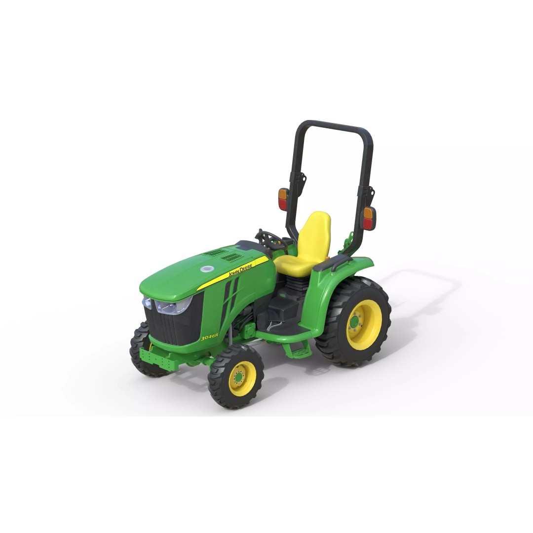 John Deere 3046R Compact Utility Tractor 3D Model – Low Poly PBR Asset, FBX - View 3