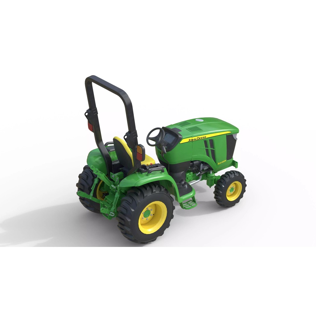 John Deere 3046R Compact Utility Tractor 3D Model – Low Poly PBR Asset, FBX - View 4