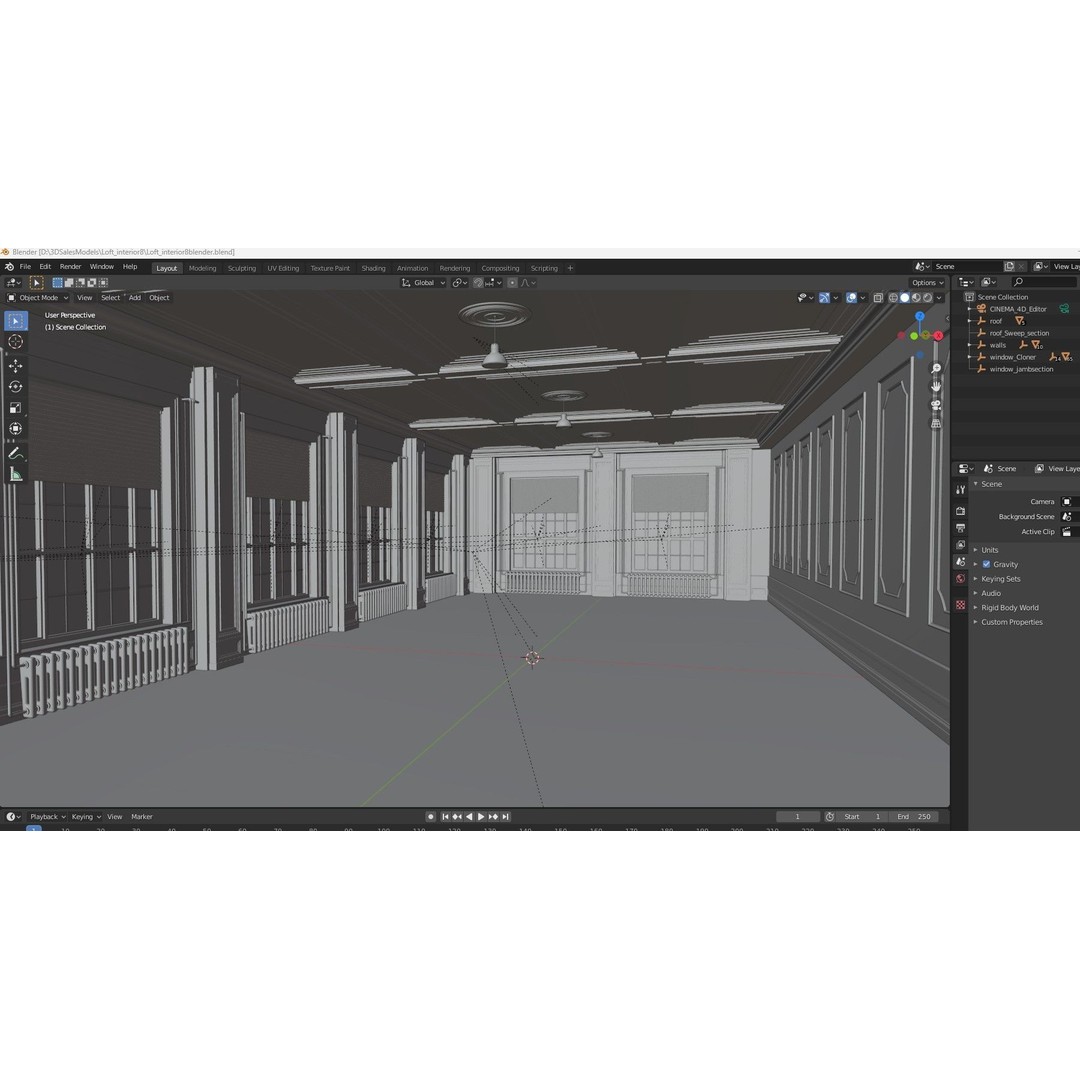 Loft Interior 3D Model – Industrial Office Scene, Cinema4D - View 18