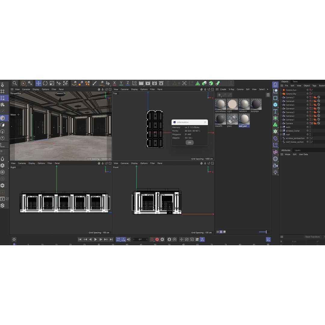Loft Interior 3D Model – Industrial Office Scene, Cinema4D - View 19