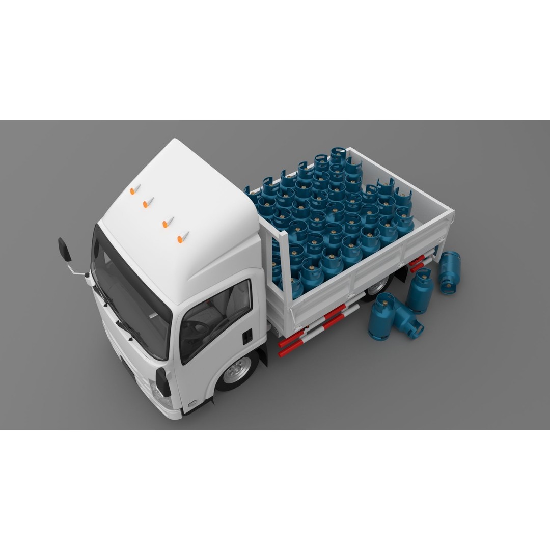 ISUZU NLR130 Gas Tank 3D Model – Low Poly Vehicle Asset, FBX, OBJ - View 10