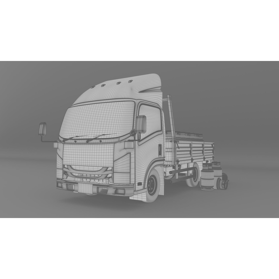 ISUZU NLR130 Gas Tank 3D Model – Low Poly Vehicle Asset, FBX, OBJ - View 16