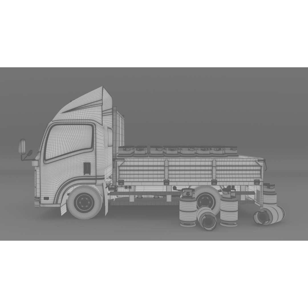 ISUZU NLR130 Gas Tank 3D Model – Low Poly Vehicle Asset, FBX, OBJ - View 18