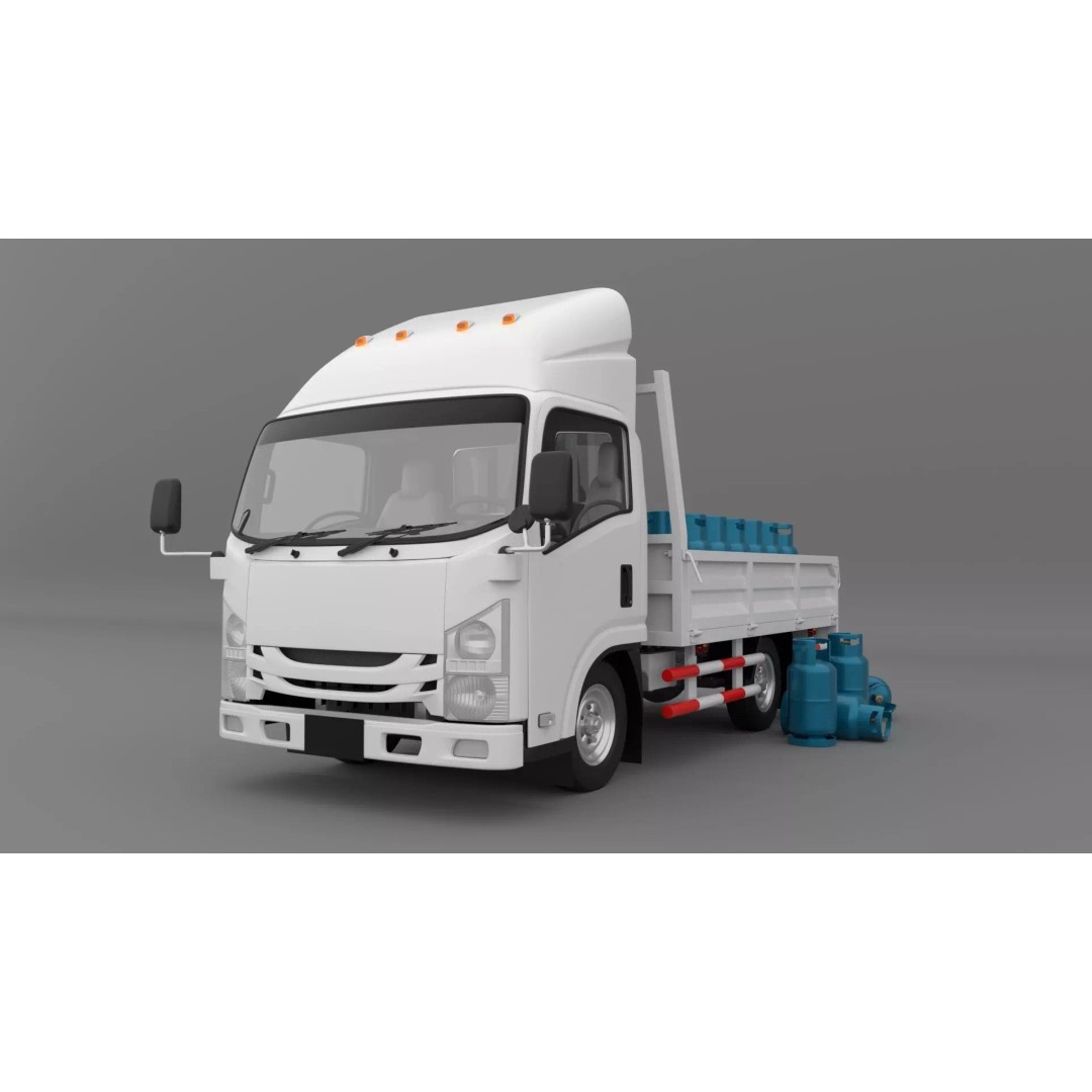 ISUZU NLR130 Gas Tank 3D Model – Low Poly Vehicle Asset, FBX, OBJ - View 2