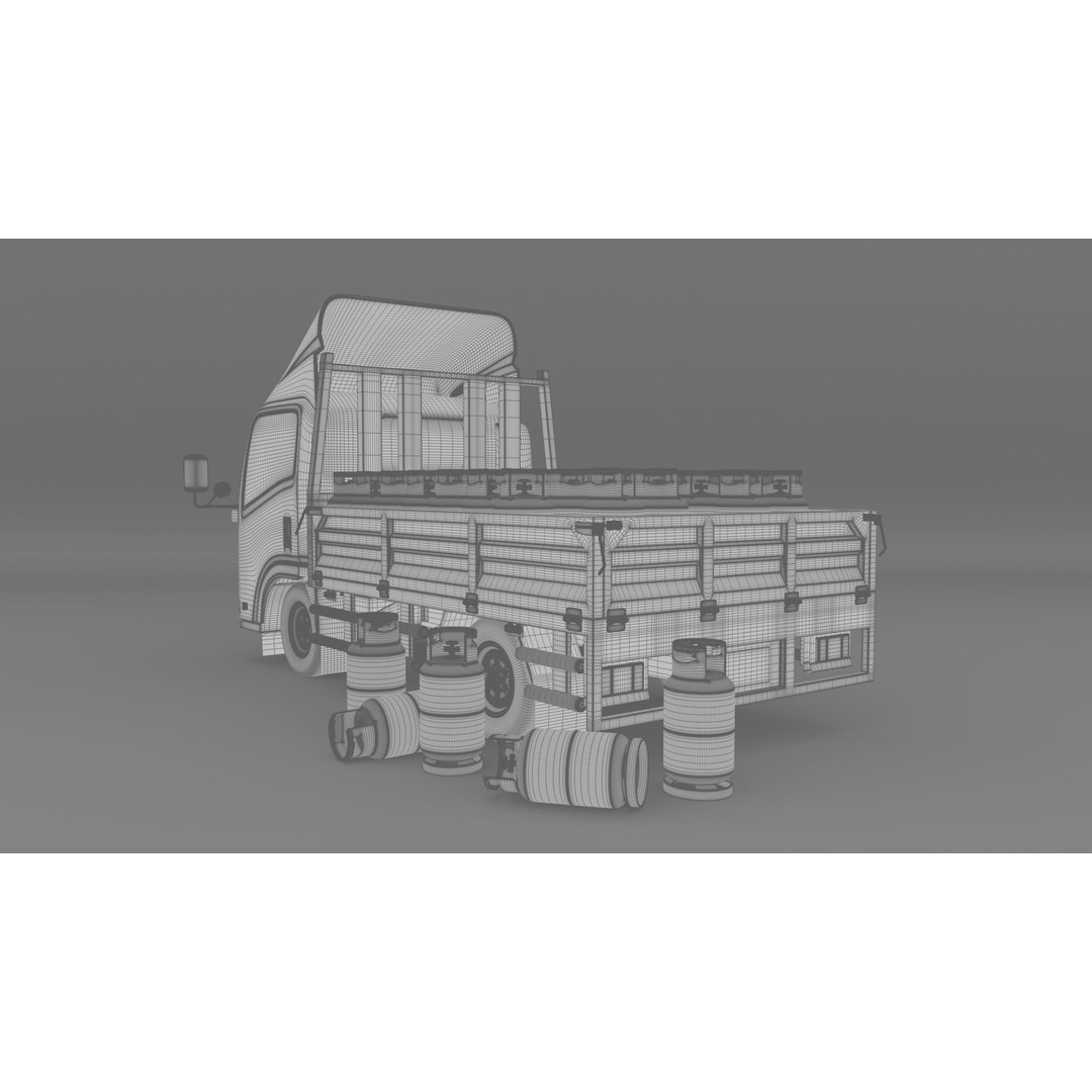 ISUZU NLR130 Gas Tank 3D Model – Low Poly Vehicle Asset, FBX, OBJ - View 20