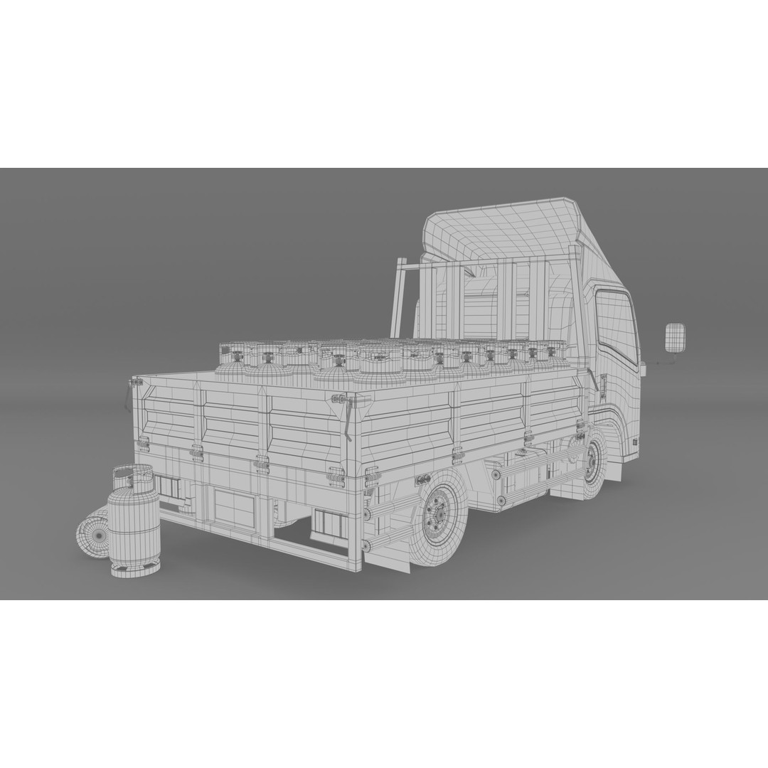 ISUZU NLR130 Gas Tank 3D Model – Low Poly Vehicle Asset, FBX, OBJ - View 23