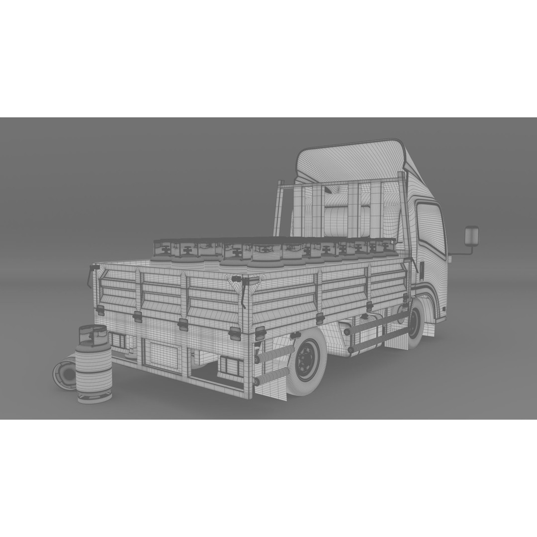 ISUZU NLR130 Gas Tank 3D Model – Low Poly Vehicle Asset, FBX, OBJ - View 24