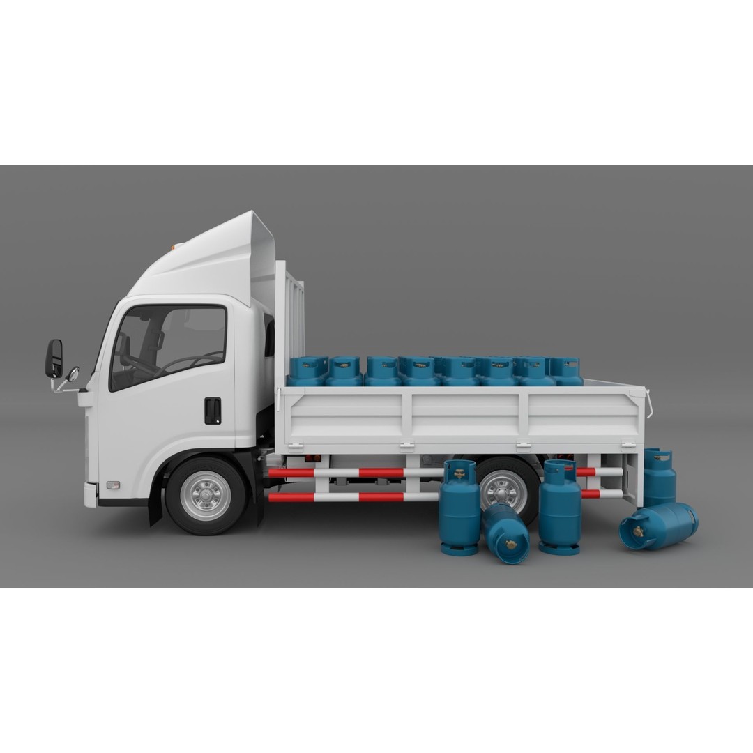 ISUZU NLR130 Gas Tank 3D Model – Low Poly Vehicle Asset, FBX, OBJ - View 3