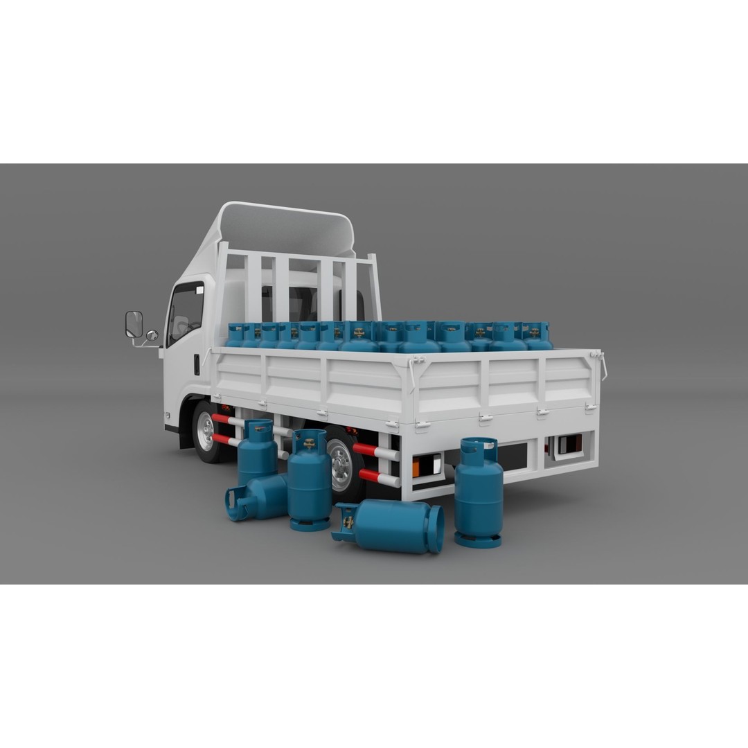 ISUZU NLR130 Gas Tank 3D Model – Low Poly Vehicle Asset, FBX, OBJ - View 4