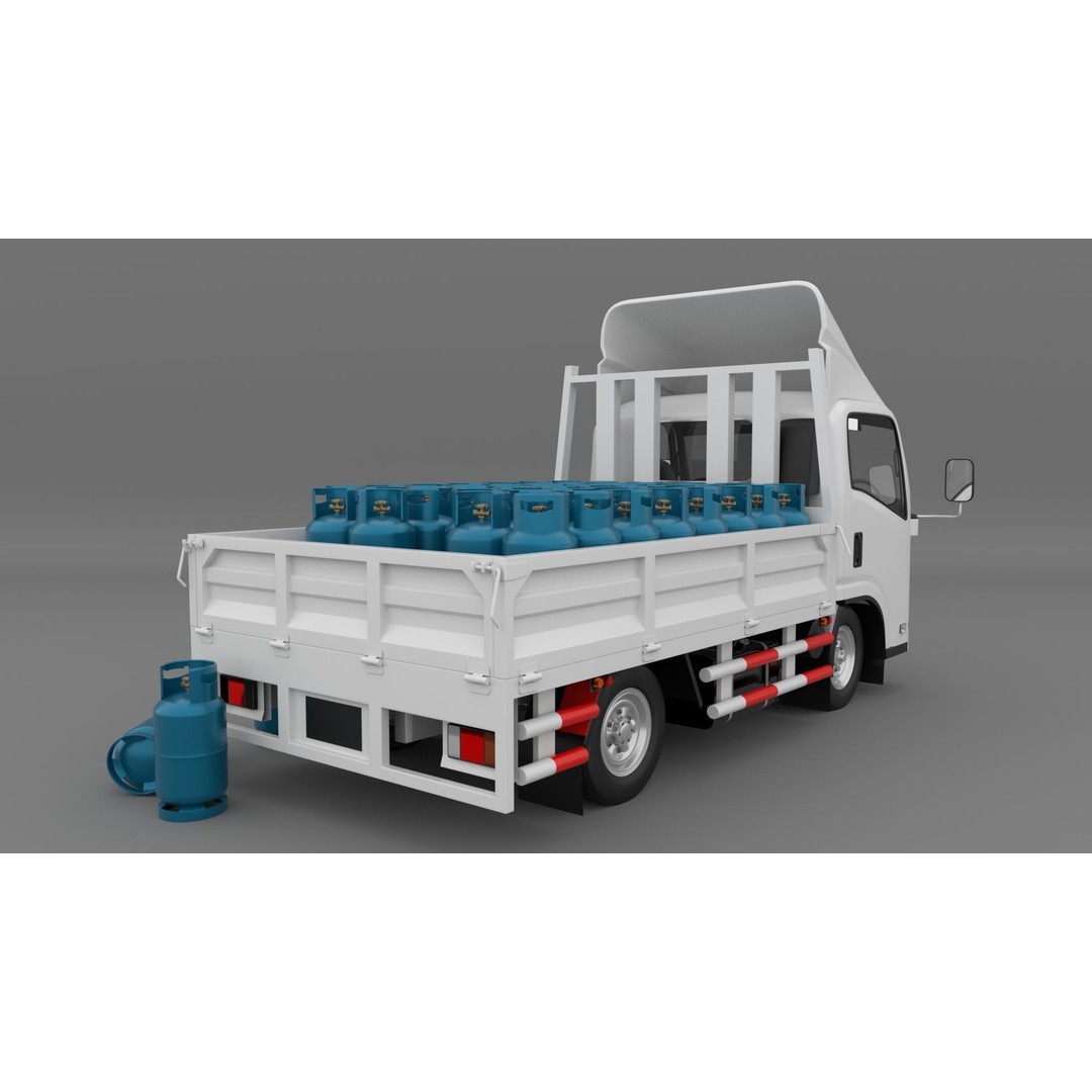 ISUZU NLR130 Gas Tank 3D Model – Low Poly Vehicle Asset, FBX, OBJ - View 6
