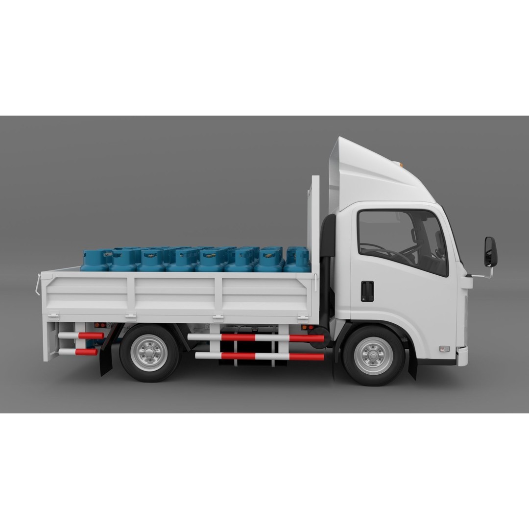 ISUZU NLR130 Gas Tank 3D Model – Low Poly Vehicle Asset, FBX, OBJ - View 7