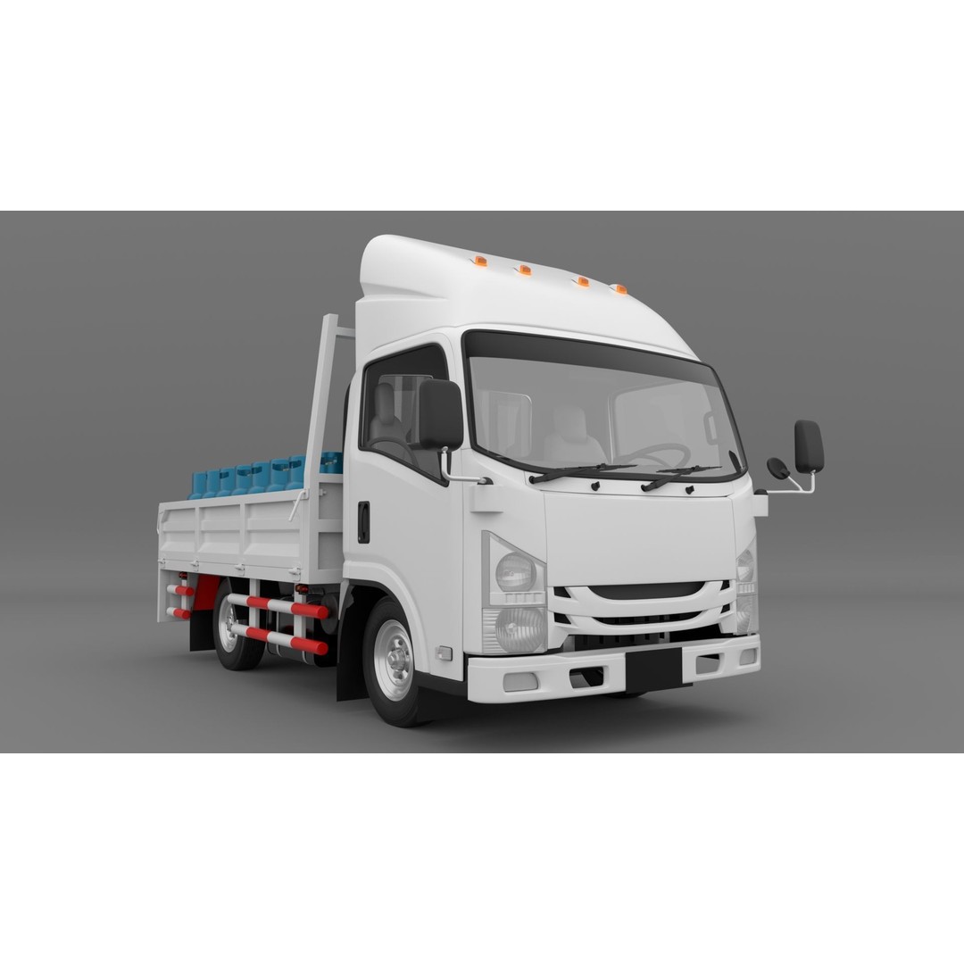 ISUZU NLR130 Gas Tank 3D Model – Low Poly Vehicle Asset, FBX, OBJ - View 8