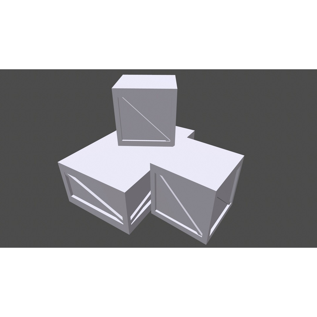Wooden Box Set 3D Model – Low Poly PBR Asset for Games and Animation