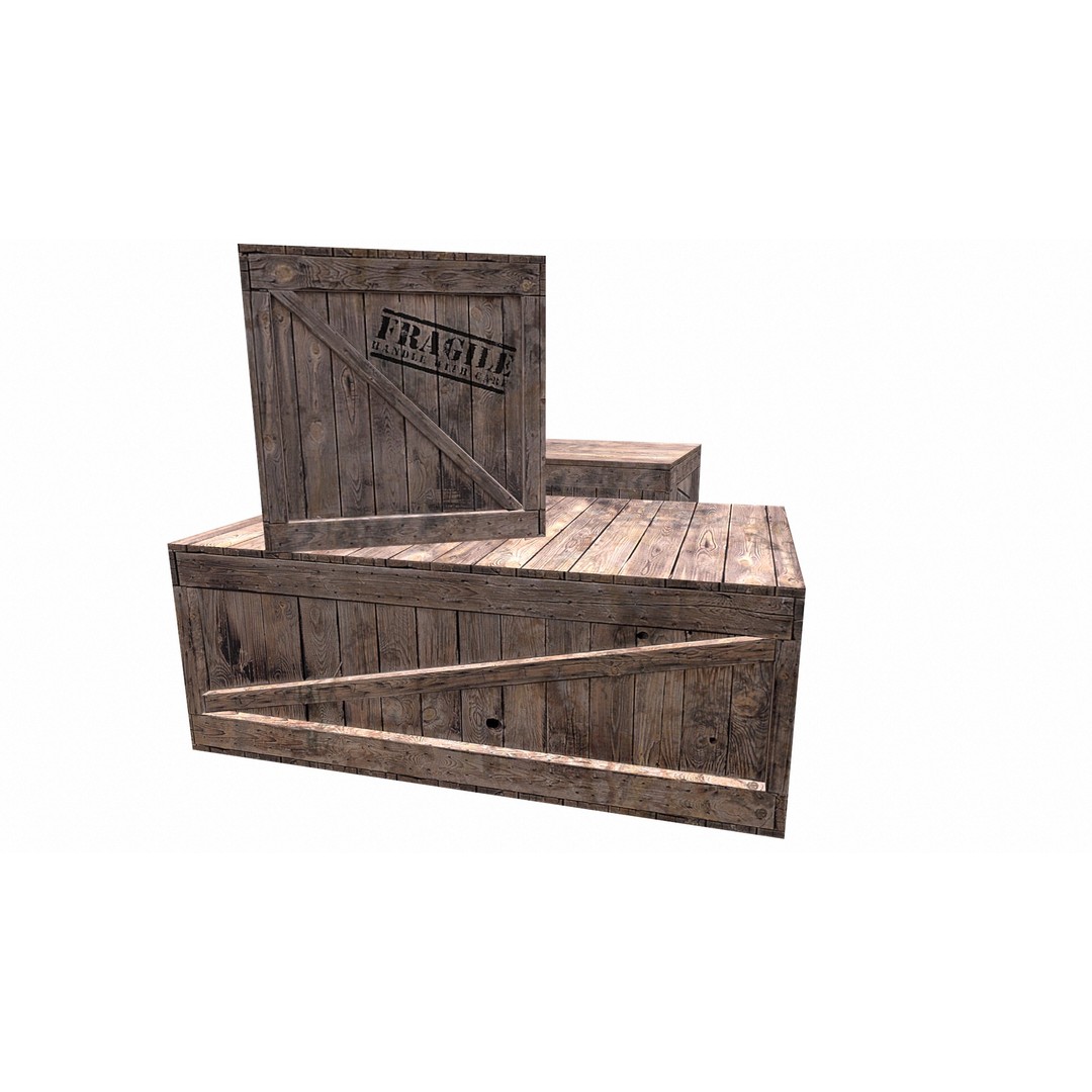 Wooden Box Set 3D Model – Low Poly PBR Asset for Games and Animation - View 10