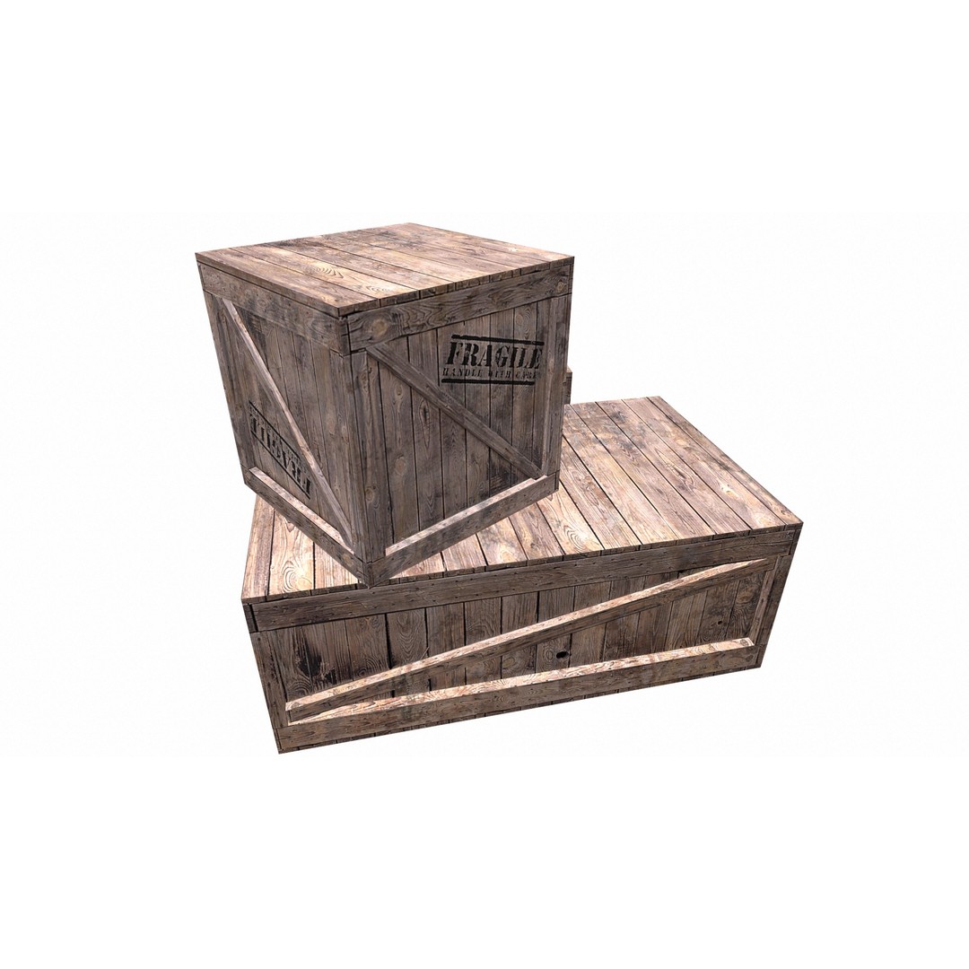 Wooden Box Set 3D Model – Low Poly PBR Asset for Games and Animation - View 12