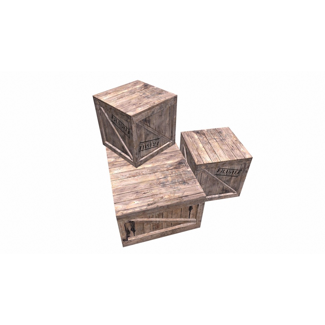 Wooden Box Set 3D Model – Low Poly PBR Asset for Games and Animation - View 13