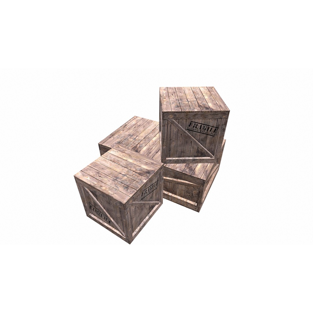 Wooden Box Set 3D Model – Low Poly PBR Asset for Games and Animation - View 14