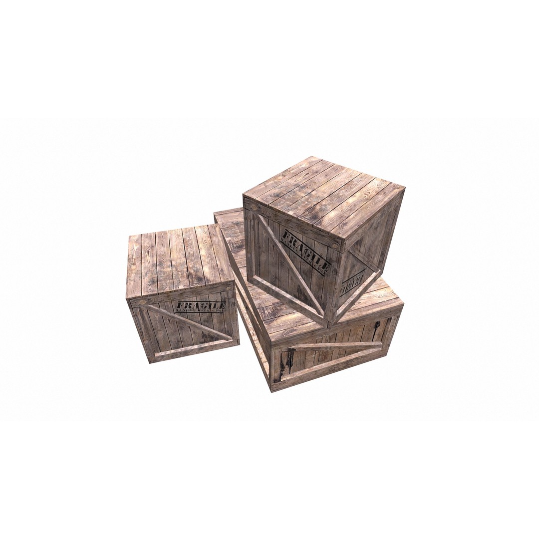 Wooden Box Set 3D Model – Low Poly PBR Asset for Games and Animation - View 15