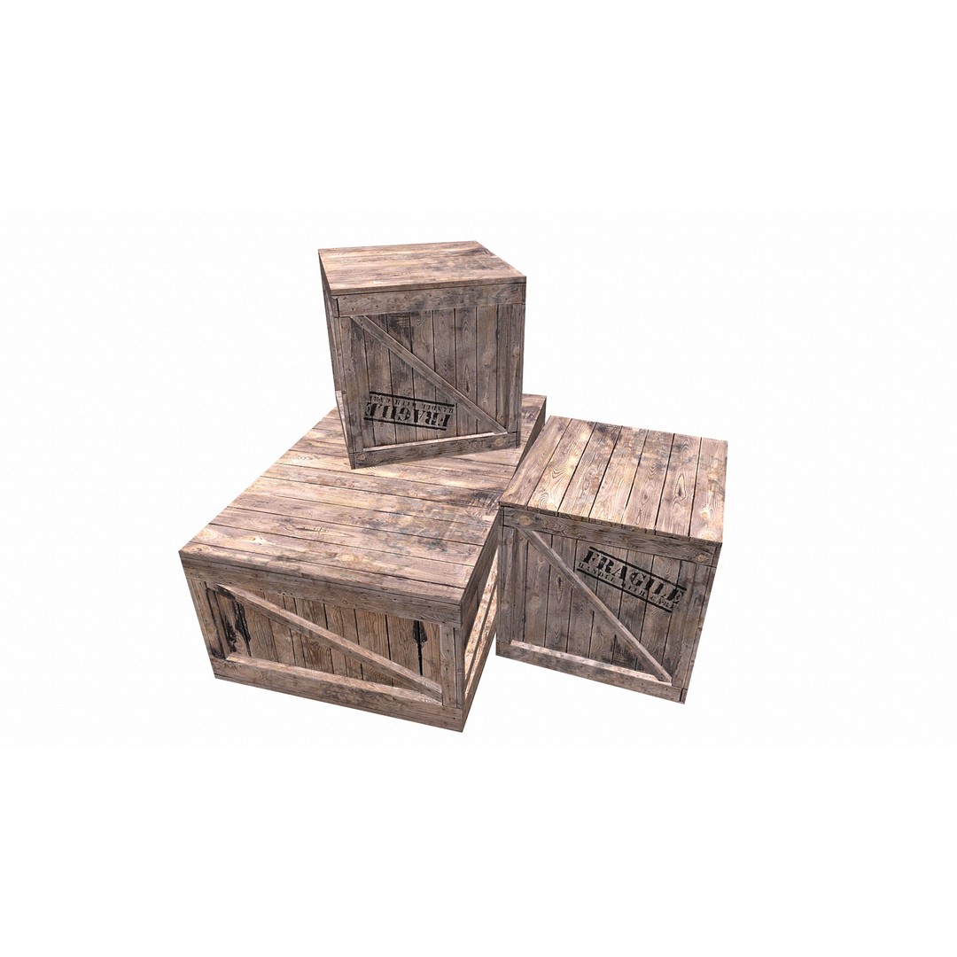 Wooden Box Set 3D Model – Low Poly PBR Asset for Games and Animation - View 16