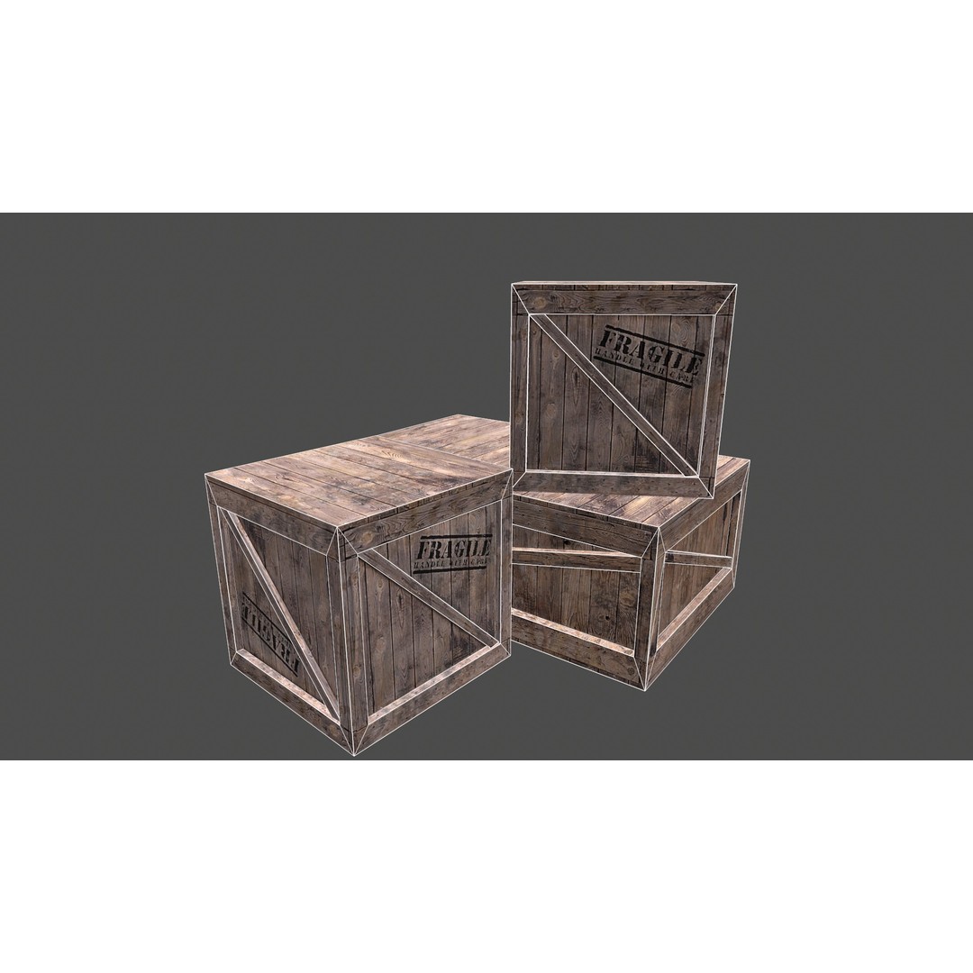 Wooden Box Set 3D Model – Low Poly PBR Asset for Games and Animation - View 18