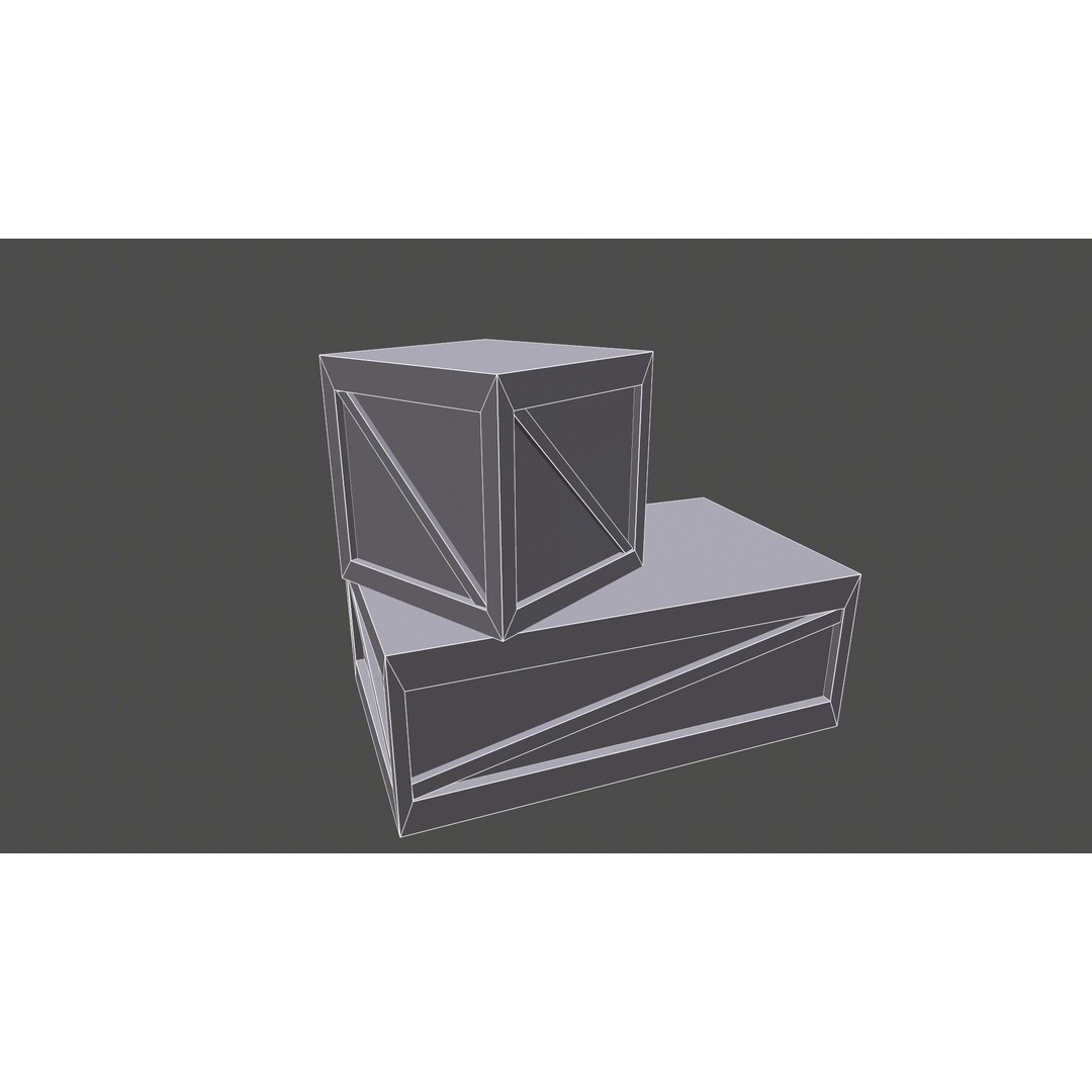 Wooden Box Set 3D Model – Low Poly PBR Asset for Games and Animation - View 21