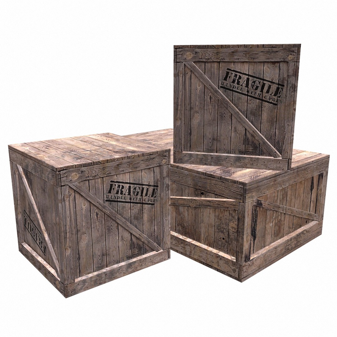 Wooden Box Set 3D Model – Low Poly PBR Asset for Games and Animation - View 3